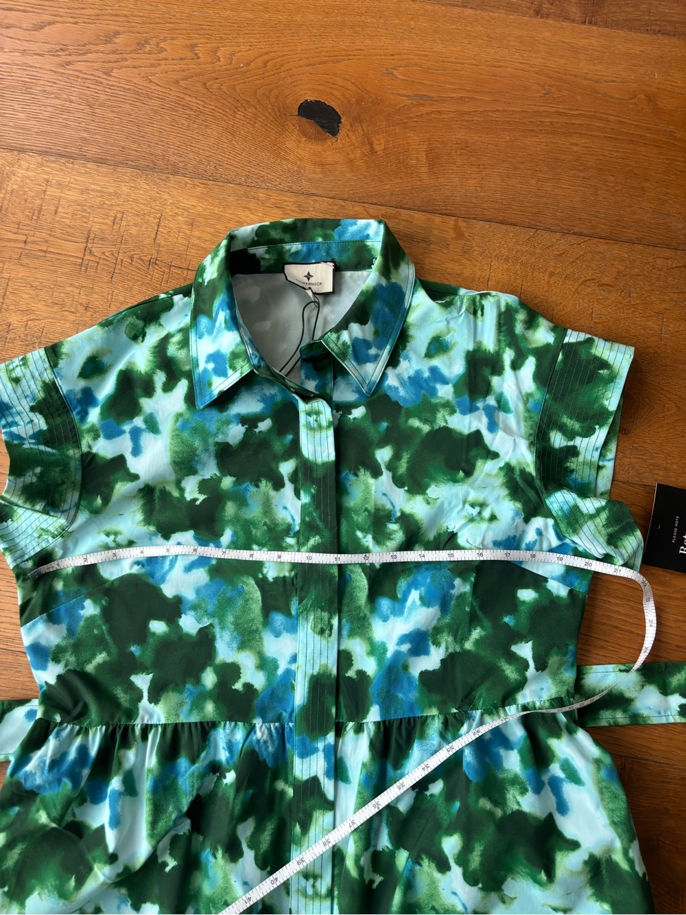 NWT Tuckernuck Deep Lagoon Chloe Watercolor Belted Midi Dress XL - Picture 7 of 12